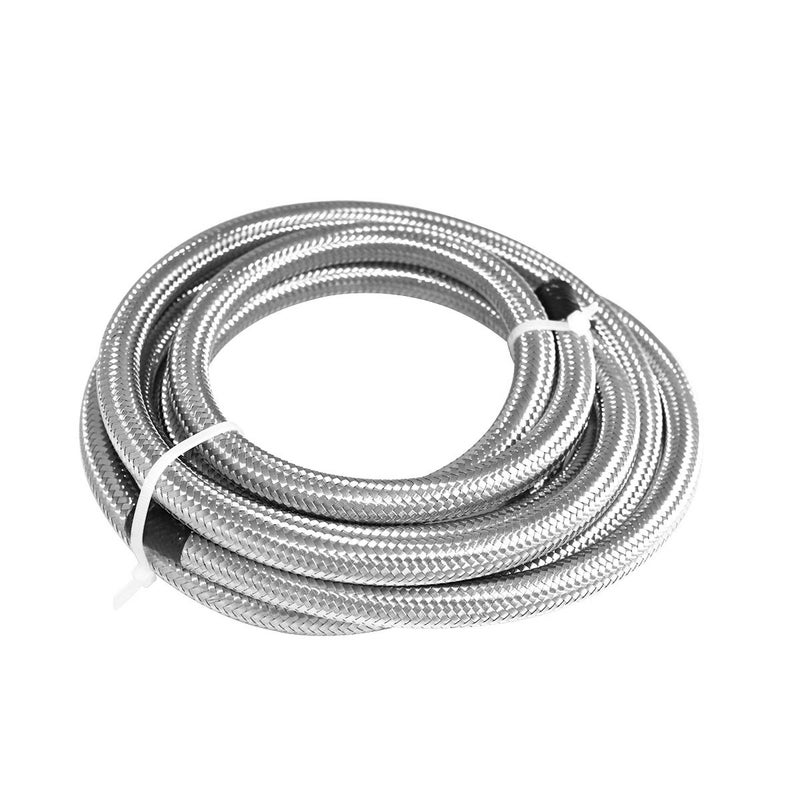 Ameetaa 12FT Fuel Line 6AN Braided Oil Stainless Steel Fuel Hose W/ 6 Pcs AN6 Hose Compatible for Kit (Silver + 6pcs) - Image 2